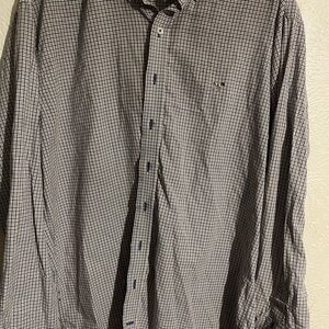 Men's Long-Sleeve Micro-Check Dress Shirt - Blue/White